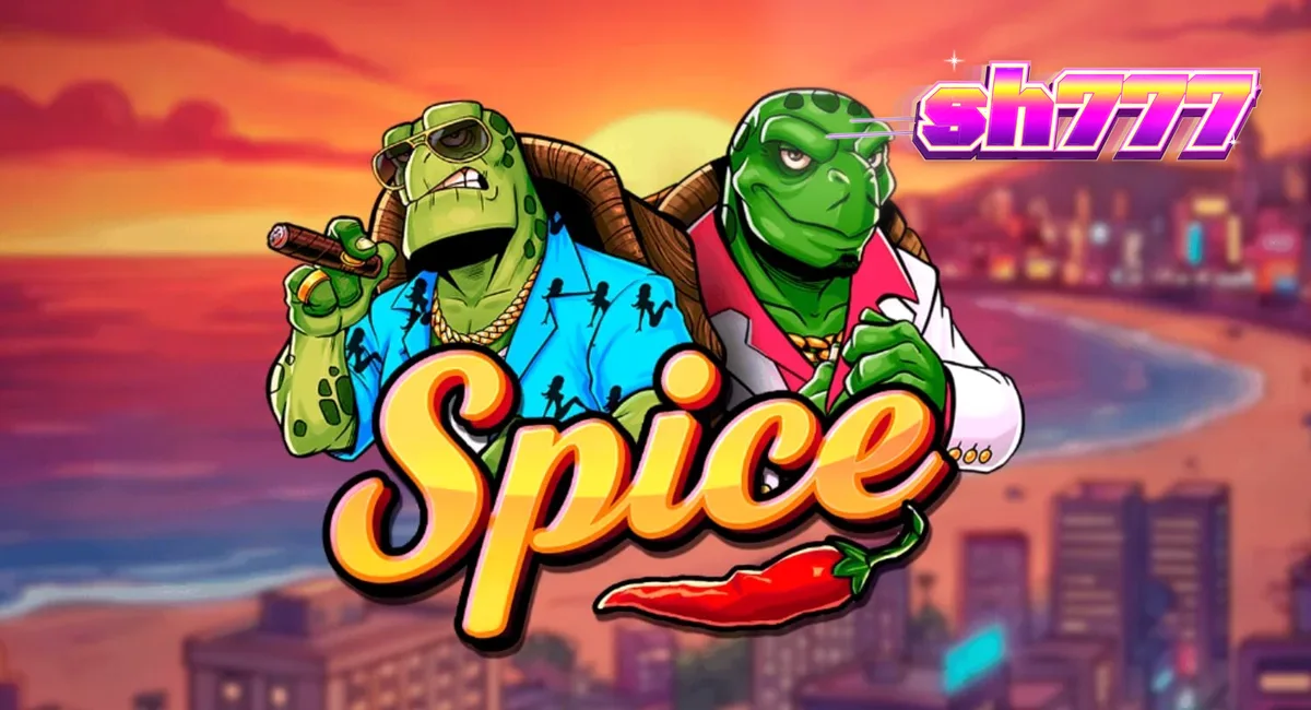 Interface vibrante do slot Spice com temática de tartarugas e elementos de neon